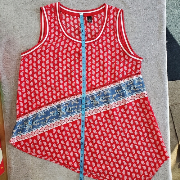 Red Tunic Style Tank with Angled Hem - Picture 9 of 9